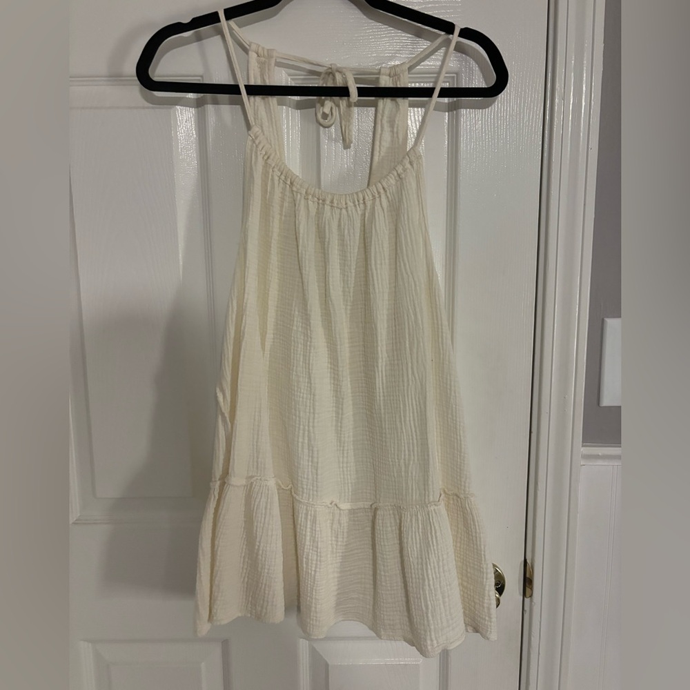 Medium Short Cream Color Cover Up Dress